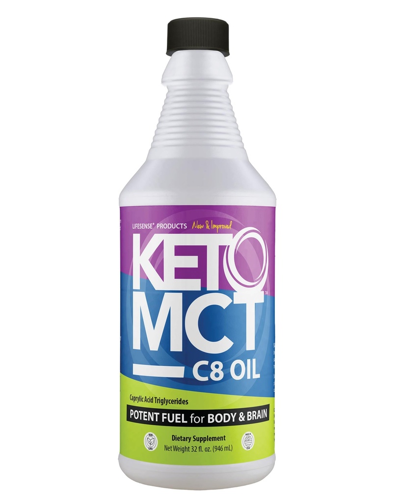 MCT C8 Cense Oil, Keto-Friendly, Sourced from Coconut Oil, Clinically Proven to Increase Keton Production, Optimal Fuel for The Brain and Body, Made in USA by PhD Nuttrition, 32 oz
