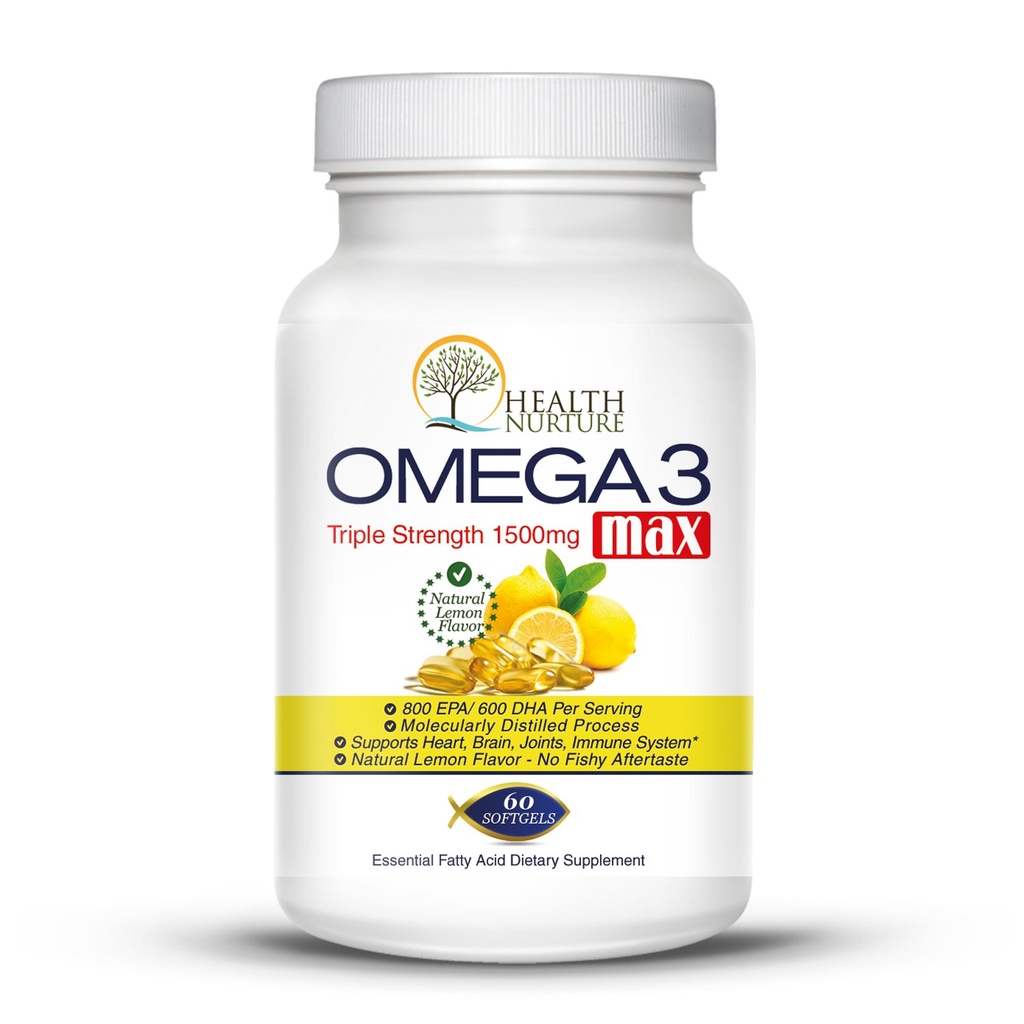 Fish Oil Omega-3 Maksimal Kekuatan 1500mg (800 EPA / 600 Dha) Farmasi Tingkat Minyak Ikan