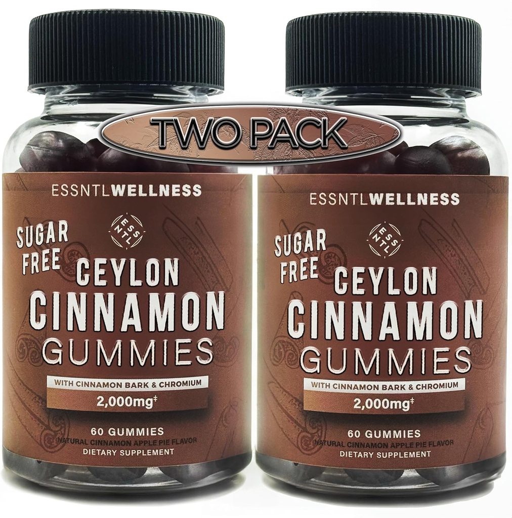 Ceylon Cinnamon Gula Gratis Gummies, (120ct 2.000mg / Serving) Dukungan Bersama, Antioksidant, Gula Delicious Apple Free Pie Gummies, Vegan dan Gluten Bebas