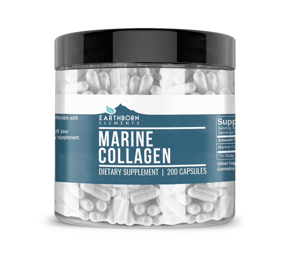 Unsur Bumi Collagen Peptides (200 Kapsul) Hydrolyzed Fish Collagen, Non-GMO, Skenario-Free, Bioavailable (960 mg Serving)