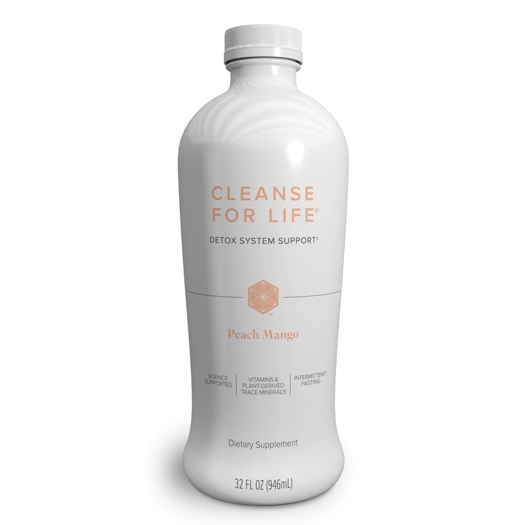Isagenix Cleanse for Life - Detox System Support with Vitamin & Minemins - Dukung Metabolisme Sehat dengan Suplemen Antioksidant - Gluten & Soy Free Cleanse Drinse - Peach Mango, 32 Oz
