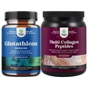 Bundle of Reduced Glutathione Suplement with Milk Thistle - 500 mg per Serving Pure L Glutathione dan Multi Collagen Protein Poader - Keto Hydrolyzed Collagen Peptides Peptides Hair Skin & Nails Vitamin