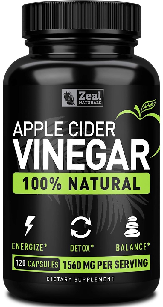 Feal Natural Raw Apple Cider Vinegar Capsules (1560mg 124; 120 Capsules) Apple Cider Vinegar Pills w Cayenne Pepper, Cleanse, Appetite Suppressant & Digetives Support