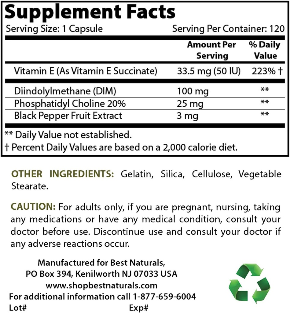 Tambahan DIM Terbaik 100 mg & Vitamin B12 6000 mcg