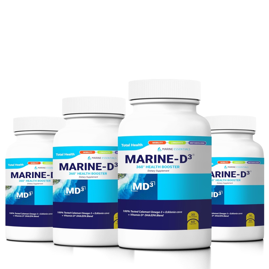 Marine D3 Omega 3 Calamari Ecklonia Cava DHA (4 Botol - 240 Capsules)