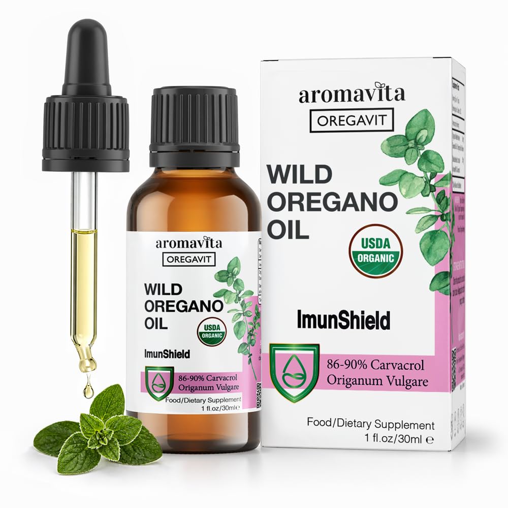 ImunShield Wild Oregano Oil Organic Liquid Drops - Hand- Picked Oregano dengan 8690% Carvacrol untuk Dukungan Ammune dan Digetical - Vegan, Non-GMO, Bebas Gluten-, 1 f.oz. / 30ml