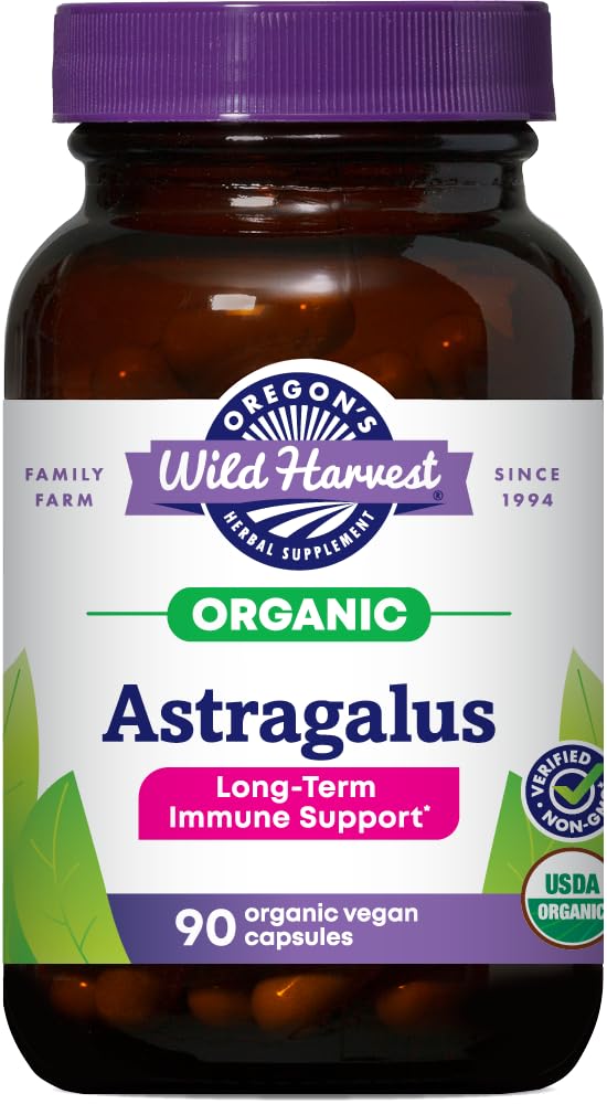 Rompi Liar Oregon, Certified Organic Astragalus Capsules untuk Dukungan Kekebajikan, 1125 MGS, 90 Count