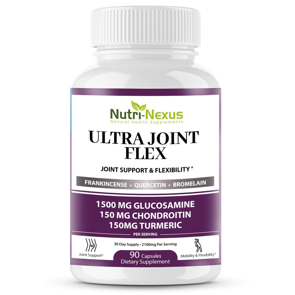 Glucosamin Chondroitin MSM Joint Suplemen dengan Turmeric & Boswellia - Dukungan Bersama untuk Pria & Women - Probut Mobility - Fleksibilitas & Comfort - Gabungan Kesehatan - Dibuat di USA - 90 Kapsul