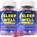 Melonain Free Sleep Gummies with Magnesium Glycinate, GABA, 5-HTP, L-Theanine, Valerian, Chamomile, Lemon Balm, Vitamin D3 & B6 - Hormone & Drug- Free, Non-Habit Forming, 2 Pack