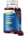 Viteey L-Theanine Gummies with Ginkgo Biloba for Dewata - Aids in Focus & Relax, Impreve Mood - Non GMO, Gelatin Free, Vegan, Gluten Free, Alamed Tasty Raspberry Flavored Gummy