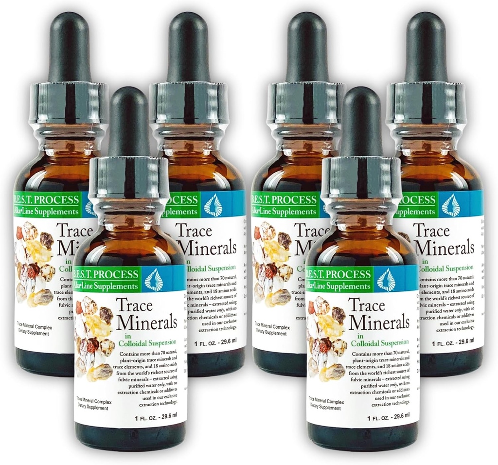 Morter Trace Minements in Colloidal Suspension (6 Pack) Morter HealthSystem Best Progress Alkali - Nutrient Dese Trace Elements, Fulvic Mineces & Acids