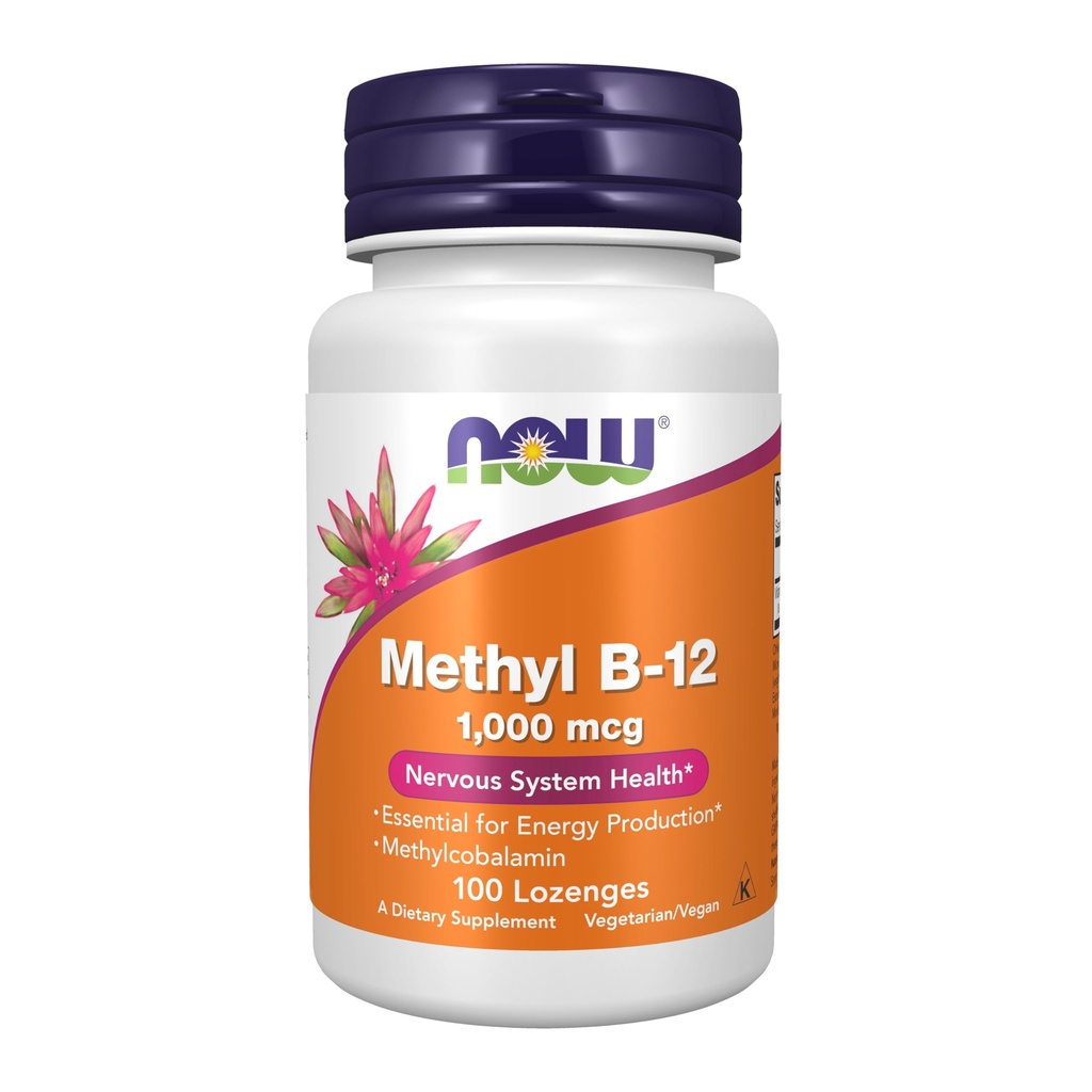 Suplemen SEKARANG, Metil B-12 (Methylcobalamin) 1.000 mcg, Kesehatan Sistem Gugup *, 100 Lozenges