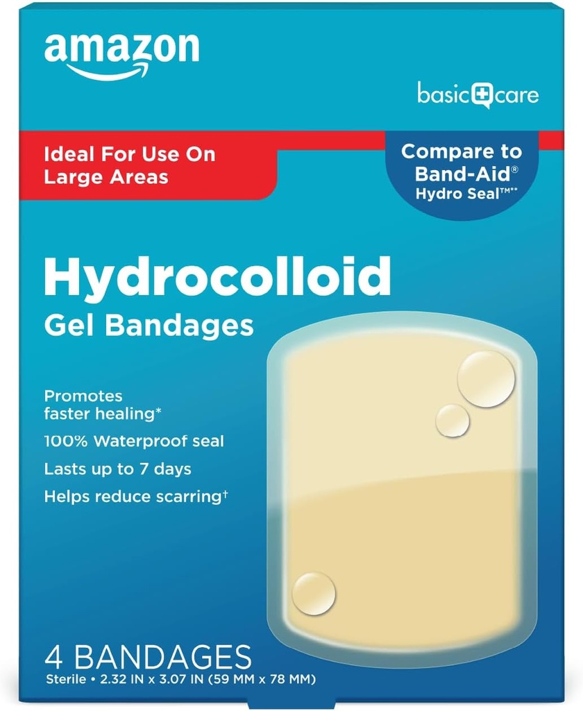 Care Advanced Healing Hydrocolloid Gel Bandages, Large Wound Dressing, 4 ct
