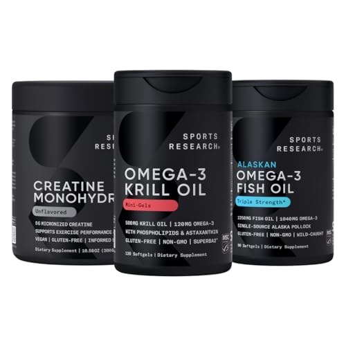 Penelitian Olahraga Creatine Monohydrate Enhanced by The Omega Power House Antartika Krill & Fish Oil with Triple Power EPA DHA and Phospholipids, Choline & Astaxanthin - Fit for Champions