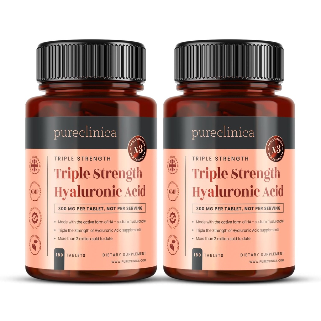 puberica Hyaluronic Acid 300mg x 360 Tablet (2 Botol 180-12 Bulan Supply). Triple Strength Hyaluronic Acid. 300% lebih kuat daripada tablet HLA lainnya.