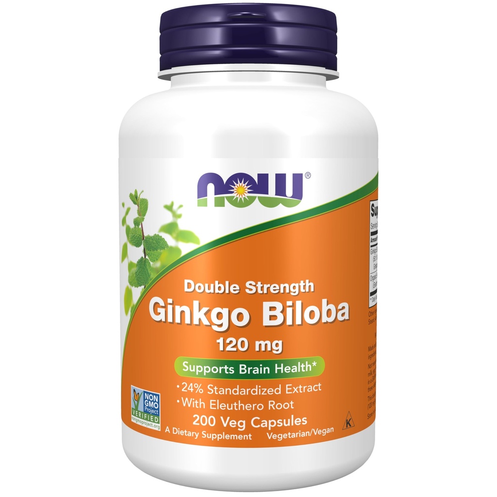 Sekarang Makanan Suplemen, Ginkgo Biloba 120 mg, Kekuatan Ganda, Proyek Non-GMO Diverifikasi, 100 Veg Kapsul