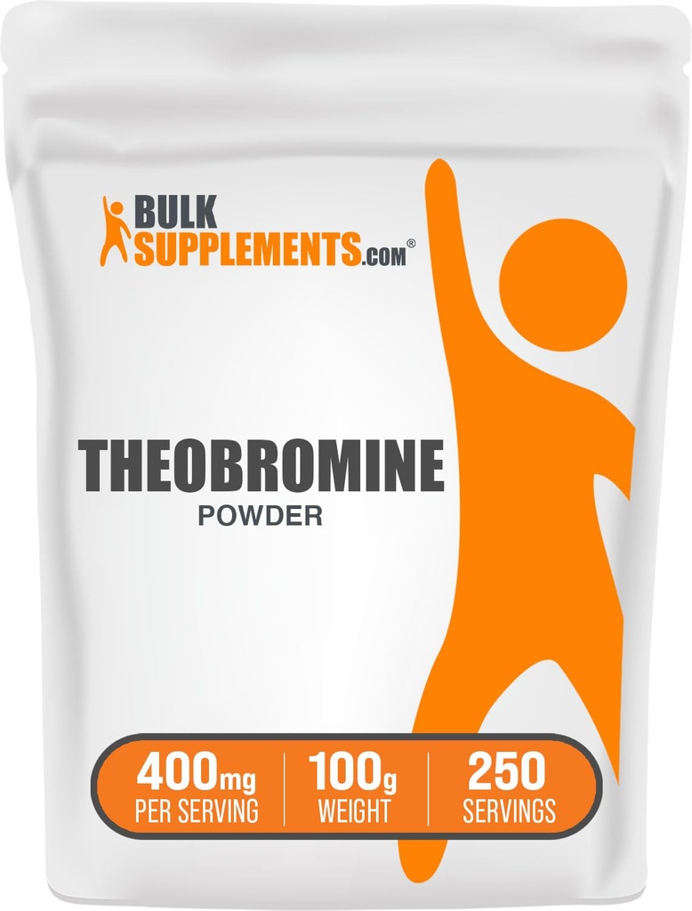 Suplemen BulkSuplements.com Theobromine Powder - Theobromine Suplement, Nootropic Suplement - Dukungan Energi, Gluten Free, 250 Servings, 100g (3.5 oz) (Paket 1)