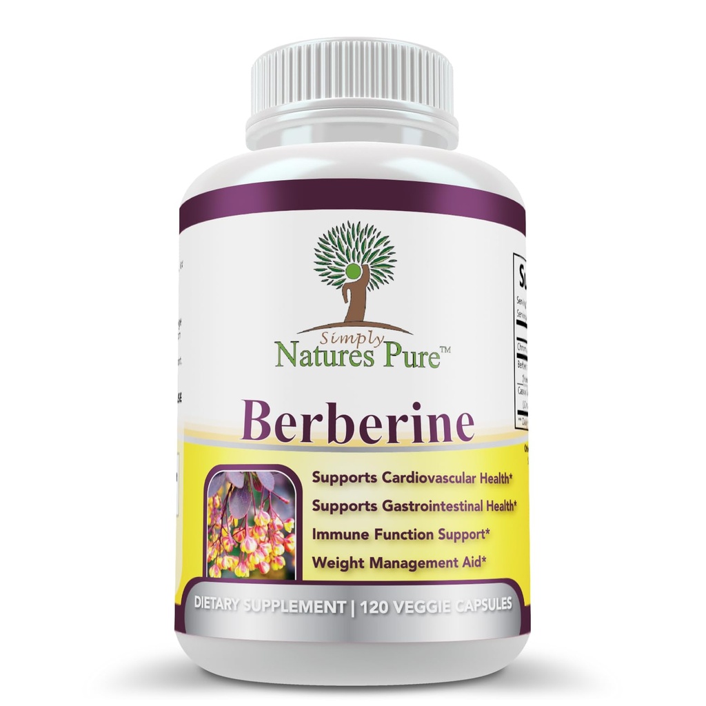 Natures Pure Premium Berberine HCl 500mg - 120 Capsules - Kardiovaskular Gastraintestinal Dukungan Imune - Chromium Cinnamon