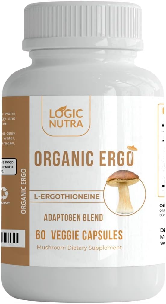L-Ergothioneine Plus Organic Blend of Cordyceps Mushroom, Lion 's Mane, Reishi, Astragalus, Siberia Ginseng, Ashwagandha - 60 Caps