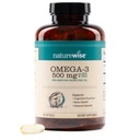 Naturrewise Omega 3 Fish Oil - 500 mg per Pil - EPA & DHA - Dukungan Imune, Kesehatan & Optimal Wellness - Gluten dan Soy Free, Non-GMO - 180 Softgels [6- Bulan Suppply]