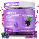 Gummies Bersama dengan Glucosamin Chondroitin, Sugar Free, 1500mg Ekstra Kekuatan dengan MSM & Turmeric (90 Cacah)