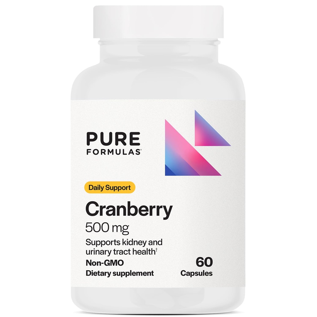 PureFormulas Cranberry 500 mg - Support Ginny and Urinary Trakt Health - Antioxidant Protection and Cellular Health - Cranberry Pil Perempuan & Men - Non-GMO - 60 Kapsul