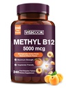 Vitamin B12 Sublingual, Methylcobalamin 5000mcg for Energy Production, Energy, Nerve & Cell Dukungan, Natural Peach Flavor, Vegan, Zero Sugar, 240 Fast Dissolve Tablet
