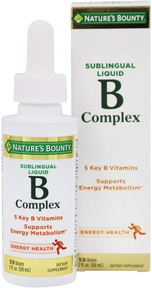 Kompleks Nature 's Bounty B dengan B12 Sublingual Cair Cepat Akting Dieter Suplemen, 2 Fl Oz