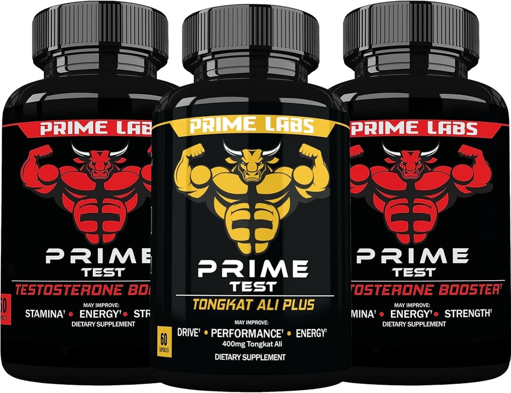 Prime Labs Prime Testosterone Booster (60 ct, 2-Pack) + Tongkat Ali Plus (60)