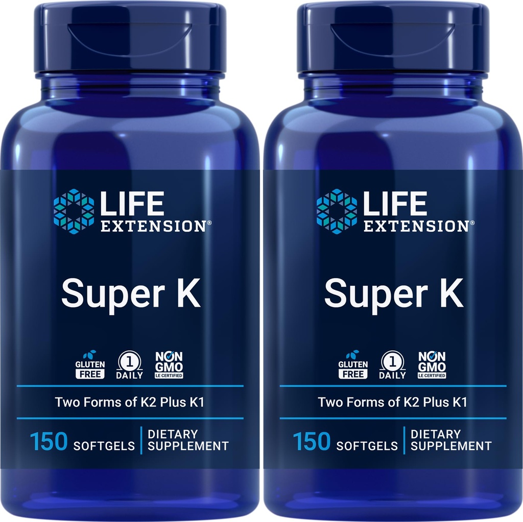 Ekstensi Hidup Super K, 150 Softgels (Paket 2) dengan Vitamin K dan K2