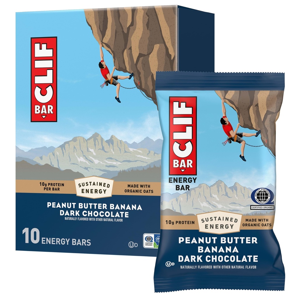 CLIF BAR-Energy Protein Bars - Peanut Butter Banana dengan Coklat Gelap - Made with Organic Oats