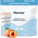 Paket Hidration Nektar - Paket Bubuk Elektrolytes - Sugar Free & 0 Calorie - Organic Fruit Liquid Daily IV Electrolytes Powder for Dehydration Relief & Rapid Rehidtion (Peach 30 Pack)