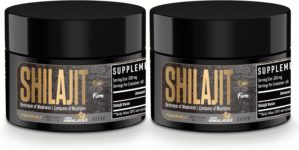 Shilajit Resin - Organic Shilajit Resin Third Party Test Rich in 85 + Trace Mineces, Gold Grade Himalaya Shiljait for Energy (1 Fl Oz (Pack of 2))