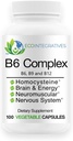 B6 Vegan Complex Vitamin B6, B9 Folate, B12 Methylcobalamin Support Cardiovaskular, Neuromuscular, Nervous System, Homocysteine, Energy, Blood Cell & Bone Health 100 Caps