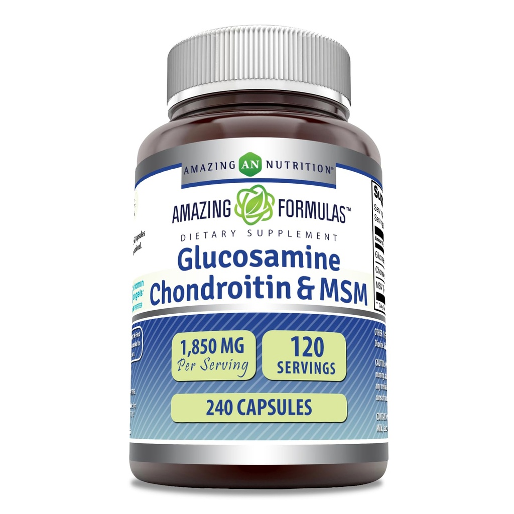Menakjubkan Formulas Glucosamin Chondroitin & MSM Suplemen 124; 1850 Mg per Serving 14; 240 Capsules 12.4; Non-GMO 124; Gluten- Free 124; Dibuat di AS
