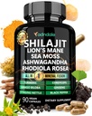Adndale Shilajit Suplemen. Murni Himalaya Shilajit Organik untuk Pria dan Wanita Capsules dengan Laut MosMosMosAshwagandha Rhodiola Singa Mane. 90 Count