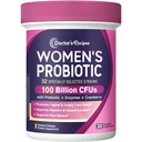 Dokter 's Recipes Progition for Women, 100 Billion CFU 32 Strains, with Prebiotic Fiber, Enzymes & Cranberry, Vaginal Urinary Digeatle & Imune, No Yeast, Shelf Stable, Delayed Rilis, 30 Caps