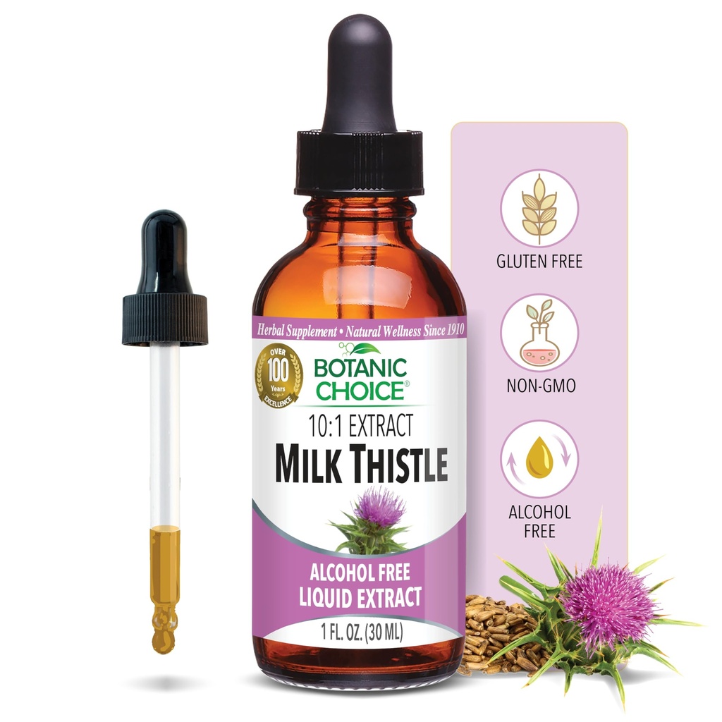 Botanic Choice Milk Thistle Extation, Alkohol Free, Gluten Free, Fast Acting Traditional Liver Favorit, 1 FD.