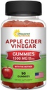 Nutrition Apple Nutrition Cider Vinegar Gummies - 1500mg with The Mother - 90 ACV Gummies w / Vitamin B6 & B12, Acid Folic - Vegan Gummy Suplemen Alternatif ke Kapsul Pil & Minum