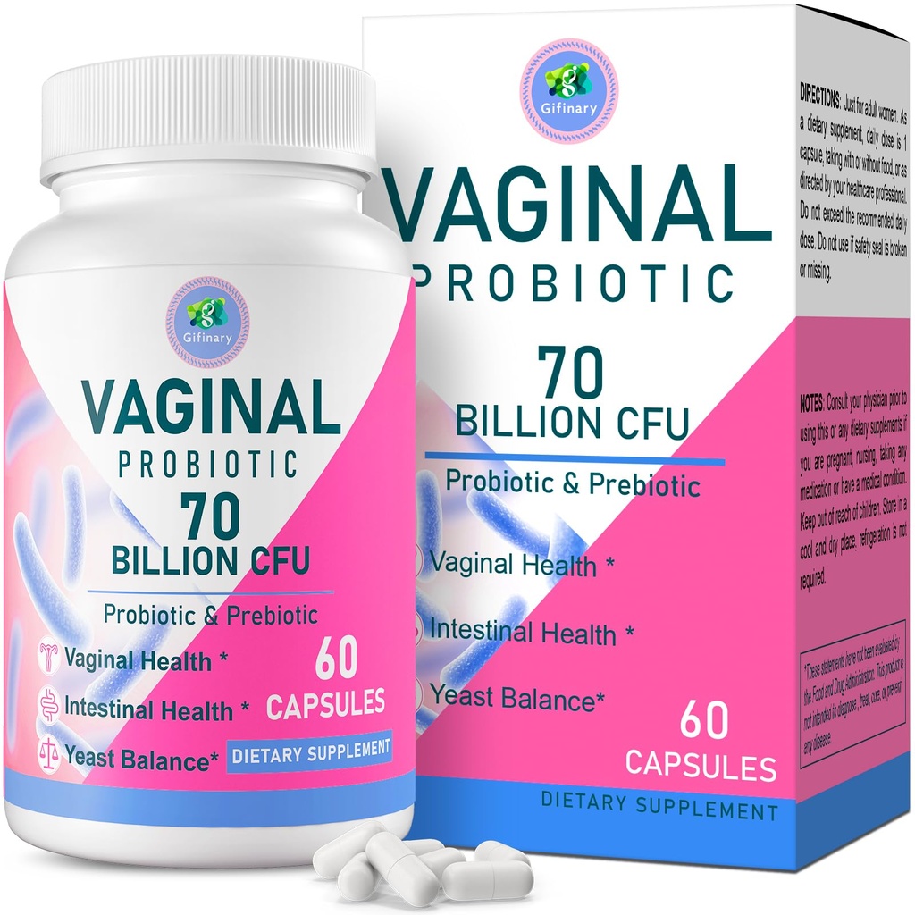 Vaginal Progories, PH Balance for Women, 70 Milyar CFUs Women Probiotic for Vaginal Health, Urinary, Odor Control, Flor, Ph Saldo & Hormone, with Prebiotic & D- Shelf Stable, 60 Caps