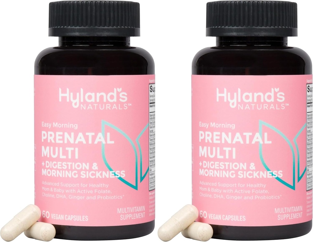Bantuan Kesehatan dan Penyakit Pagi Hyland, 60 Vegan Capsules, dengan Folor, Chooline, Zinc, Ginger Root, Pregories dan Algae DHA (Paket 2)