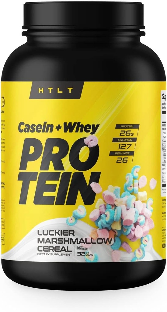 Casein + Whey Protein oleh HTLT 124; Whee & Casein Protein Powder Shake 126; Slow--Slow- Lease Whey & Casein Protein Protein Protein Terlarang untuk Bucking Treal, Luckier Marshmallow Cereal