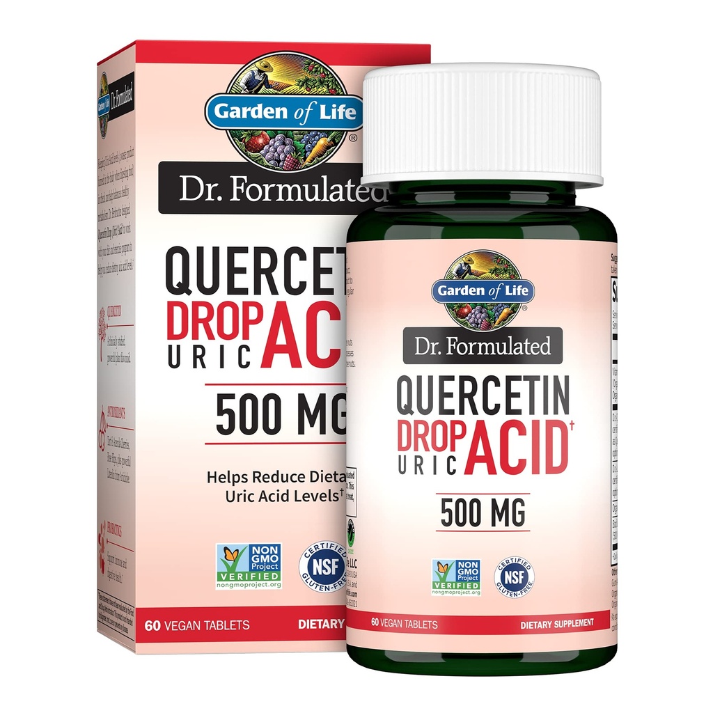 Taman Kehidupan Quercetin Probiotic & Uric Acid Dukungan dengan Tart Cherry, Vitamin C dari Organik Acerola dan Rose HIPS Plus Luteolin - Dr Formumulasi - Gluten Bebas dan Non GMO - 60 tablet