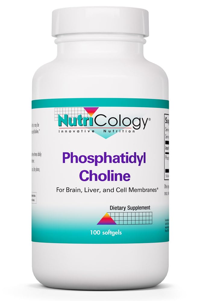 Nutricology Phosphatidyl Choline Suplement - Lecithin Capsules, Enzymes Digetical for Liver, Fat Diathable Support, Choline Suftgels Gendut, 1540mg Softgels - 100 Count