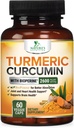 Suplemen Curcumin Turmeric 2600mg - 95% Curcuminoid dengan Ekstrak Turmeric & BioPerine Black Extract untuk Absorpsi Terbaik, Dukungan Bersama Vegan Alam, Non- GMO, Botol di Amerika Serikat - 60 Capsules