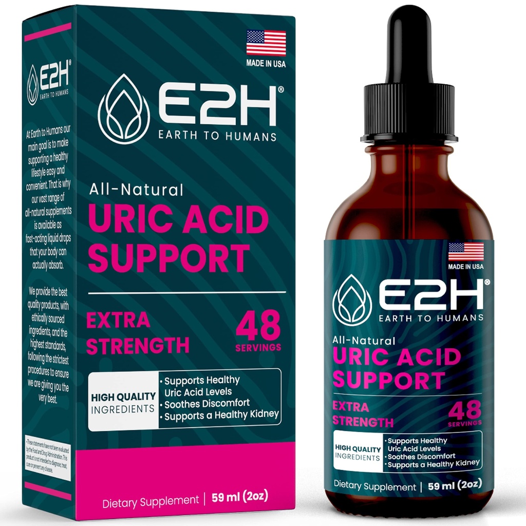 Tambahan Dukungan E2H Uric Acid - Tat Cherry and Devil 's Claw - Mendukung Kesehatan Uric Acid dan Kidney Fungsi Non-GMO - Vegan - 2 Fl Oz