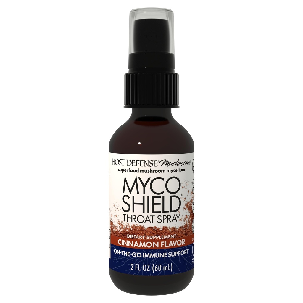 Pelindung Host MycoShield Throat Spray - Dukungan Kesehatan Imune - Pendukung Jamur Dietary dengan Chaga, Reishi, Tail Turki & More - The Go Ammune Dukungan - Cinnamon Flavor, 2 fland oz (142 Pelayan) *