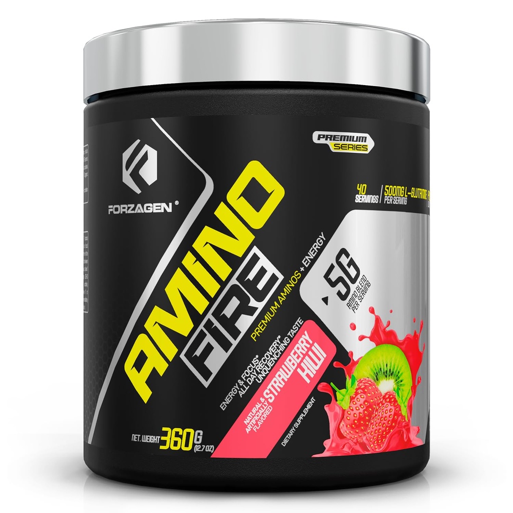 Forzagen Amino Fire 124; Espance Amino Energy Quoder for Pre-Workout 124; BCAA Energy Boost & Muscle Recovery Mix, Enhance Focus & Concentraction, Dietary Suppplication 124; Strawberry Kiwi, 40 Serbu