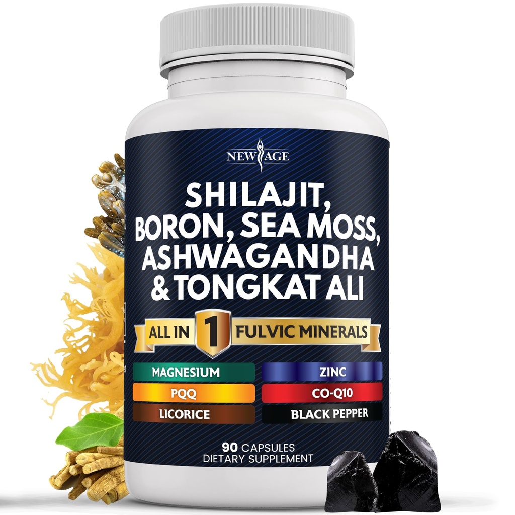 Suplemen baru Shilajit dengan Sea Moss, Ashwagandha, Tongkat Ali, Boron, Magnesium