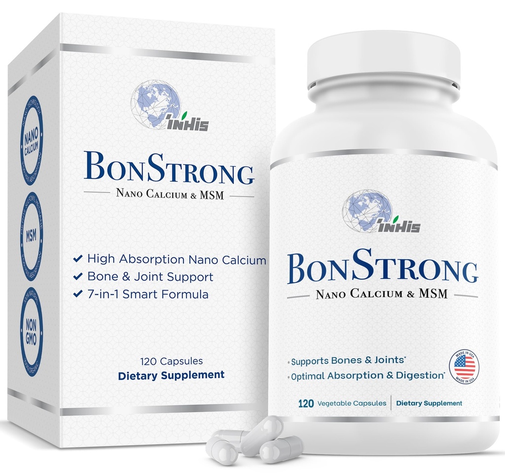 Tambahan Nano Calcium - 7-1 Bone Dukungan dengan MSM, Vitamin D3, K1, Magnesium, Zinc - Tinggi Absorpsi Kalsium untuk Perempuan & Men - Vitamin untuk Tulang & Joints - Dibuat di AS - 120 Kapsul